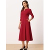 image:imageAllegra K Womens 34 Sleeve ALine Business Work Formal Midi DressRed
