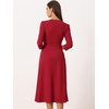 image:imageAllegra K Womens 34 Sleeve ALine Business Work Formal Midi DressRed