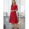 image:imageAllegra K Womens 34 Sleeve ALine Business Work Formal Midi DressRed