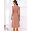 image:imageAllegra K Womens 34 Sleeve ALine Business Work Formal Midi DressRose Tan