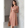 image:imageAllegra K Womens 34 Sleeve ALine Business Work Formal Midi DressRose Tan