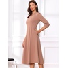 image:imageAllegra K Womens 34 Sleeve ALine Business Work Formal Midi DressRose Tan