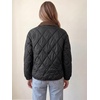 image:imageAllegra K Womens Argyle Puffer Jacket Color Block Lapel Button Down Elastic Cuffs Pockets Elegant Quilted Lightweight CoatsBlack