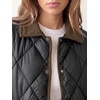 image:imageAllegra K Womens Argyle Puffer Jacket Color Block Lapel Button Down Elastic Cuffs Pockets Elegant Quilted Lightweight CoatsBlack