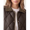 image:imageAllegra K Womens Argyle Puffer Jacket Color Block Lapel Button Down Elastic Cuffs Pockets Elegant Quilted Lightweight CoatsCoffee