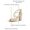 image:imageAllegra K Womens Glitter Crisscross Strap Block Heels Sandals  Party SandalsGold