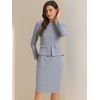 image:imageAllegra K Womens Long Sleeve Office Work Peplum Sheath DressBlue Grey