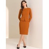 image:imageAllegra K Womens Long Sleeve Office Work Peplum Sheath DressCaramel
