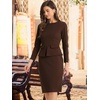 image:imageAllegra K Womens Long Sleeve Office Work Peplum Sheath DressDark Brown