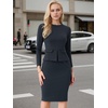 image:imageAllegra K Womens Long Sleeve Office Work Peplum Sheath DressDark Gray