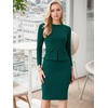 image:imageAllegra K Womens Long Sleeve Office Work Peplum Sheath DressDark Green