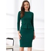 image:imageAllegra K Womens Long Sleeve Office Work Peplum Sheath DressDark Green