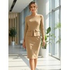 image:imageAllegra K Womens Long Sleeve Office Work Peplum Sheath DressDark Khaki