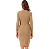 image:imageAllegra K Womens Long Sleeve Office Work Peplum Sheath DressDark Khaki