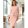 image:imageAllegra K Womens Long Sleeve Office Work Peplum Sheath DressDusty Pink
