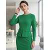 image:imageAllegra K Womens Long Sleeve Office Work Peplum Sheath DressGreen