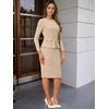 image:imageAllegra K Womens Long Sleeve Office Work Peplum Sheath DressKhaki