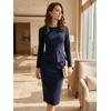 image:imageAllegra K Womens Long Sleeve Office Work Peplum Sheath DressNavy Blue