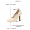 image:imageAllegra K Womens Low Platform Round Toe Stiletto Heels Ankle Strap PumpsBeige