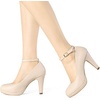 image:imageAllegra K Womens Low Platform Round Toe Stiletto Heels Ankle Strap PumpsBeige