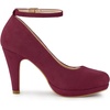 image:imageAllegra K Womens Low Platform Round Toe Stiletto Heels Ankle Strap PumpsBurgundy