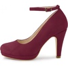 image:imageAllegra K Womens Low Platform Round Toe Stiletto Heels Ankle Strap PumpsBurgundy