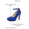 image:imageAllegra K Womens Low Platform Round Toe Stiletto Heels Ankle Strap PumpsDark Blue