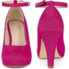 image:imageAllegra K Womens Low Platform Round Toe Stiletto Heels Ankle Strap PumpsHot Pinksuede