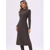 image:imageAllegra K Womens Mock Neck Long Sleeve Ribbed Knit Midi Sweater DressBrown