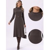 image:imageAllegra K Womens Mock Neck Long Sleeve Ribbed Knit Midi Sweater DressBrown