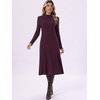 image:imageAllegra K Womens Mock Neck Long Sleeve Ribbed Knit Midi Sweater DressBurgundy