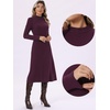 image:imageAllegra K Womens Mock Neck Long Sleeve Ribbed Knit Midi Sweater DressBurgundy