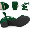 image:imageAllegra K Womens Open Toe Block Heel Lace Up Heels Heel Sandals  Party SandalsDark Green