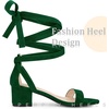 image:imageAllegra K Womens Open Toe Block Heel Lace Up Heels Heel Sandals  Party SandalsDark Green