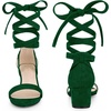image:imageAllegra K Womens Open Toe Block Heel Lace Up Heels Heel Sandals  Party SandalsDark Green