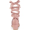 image:imageAllegra K Womens Open Toe Block Heel Lace Up Heels Heel Sandals  Party SandalsDust Pink