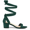 image:imageAllegra K Womens Open Toe Block Heel Lace Up Heels Heel Sandals  Party SandalsGreen