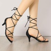 image:imageAllegra K Womens Strappy Lace Up Kitten Heel Dress SandalsBlack