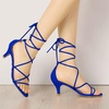 image:imageAllegra K Womens Strappy Lace Up Kitten Heel Dress SandalsDark Blue