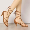 image:imageAllegra K Womens Strappy Lace Up Kitten Heel Dress SandalsDark Brown
