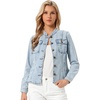 image:imageAllegra K Denim Jacket Womens Classic Stand Collar Long Sleeve Jean JacketsLight Wash