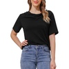 image:imageAllegra K Women Casual Stretchy Cowl Neck Short Sleeve BlouseBlack