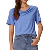 image:imageAllegra K Women Casual Stretchy Cowl Neck Short Sleeve BlouseBlue