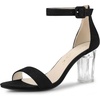 image:imageAllegra K Women Faux Suede Clear Heel Chunky Heel Ankle Strap SandalsBlack