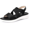 image:imageAllegra K Women Open Toe Elastic Ankle Strap CrossStrap Flat SandalsBlack