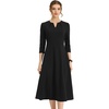 image:imageAllegra K Womens 34 Sleeve ALine Business Work Formal Midi DressBlack