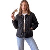 image:imageAllegra K Womens Argyle Puffer Jacket Color Block Lapel Button Down Elastic Cuffs Pockets Elegant Quilted Lightweight CoatsBlack