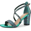 image:imageAllegra K Womens Glitter Crisscross Strap Block Heels Sandals  Party SandalsGreen