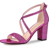 image:imageAllegra K Womens Glitter Crisscross Strap Block Heels Sandals  Party SandalsHot Pink
