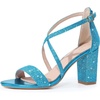 image:imageAllegra K Womens Glitter Crisscross Strap Block Heels Sandals  Party SandalsLake Blue